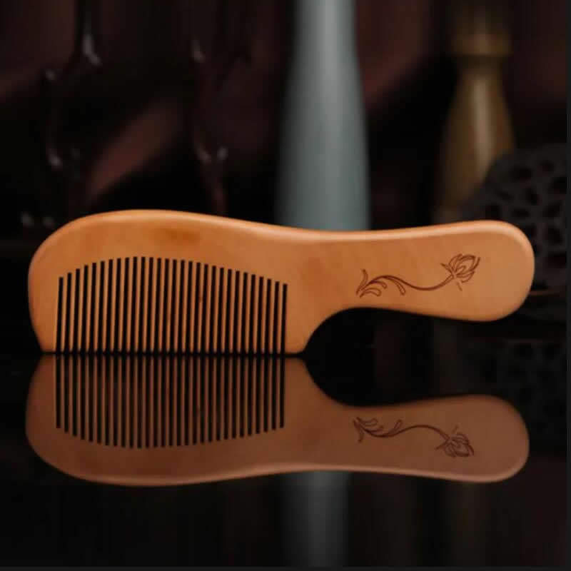 4pc Peach Wood Comb Set for Hair & Beard - Anti Static