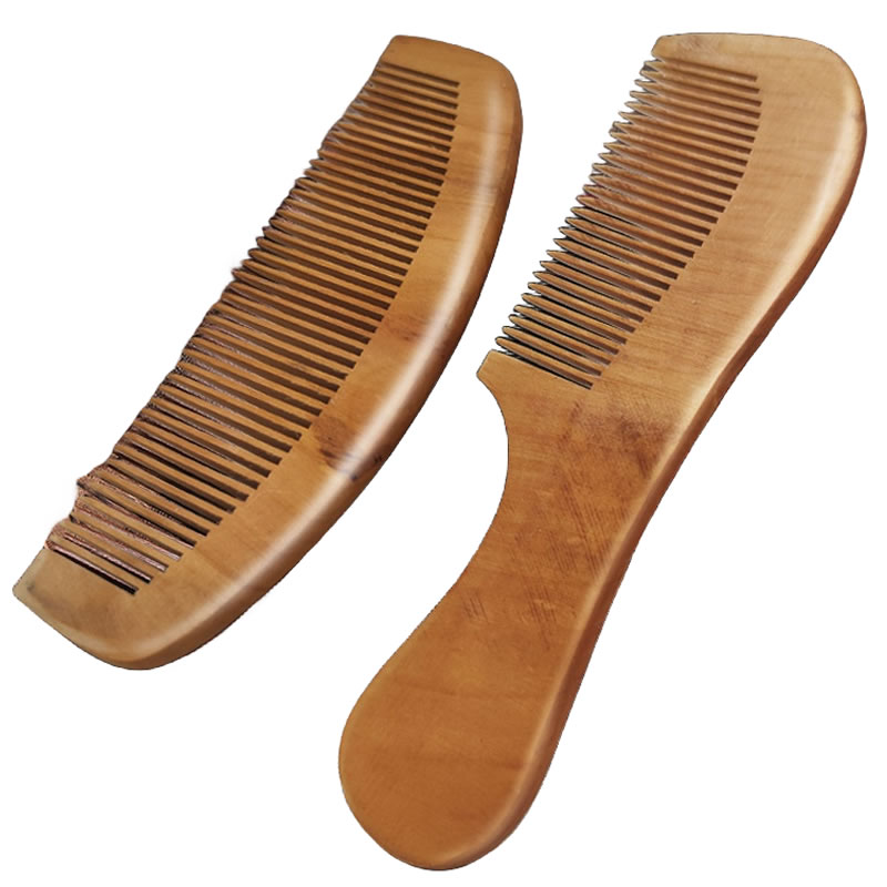 2 shapes peach Wood Comb for daily use