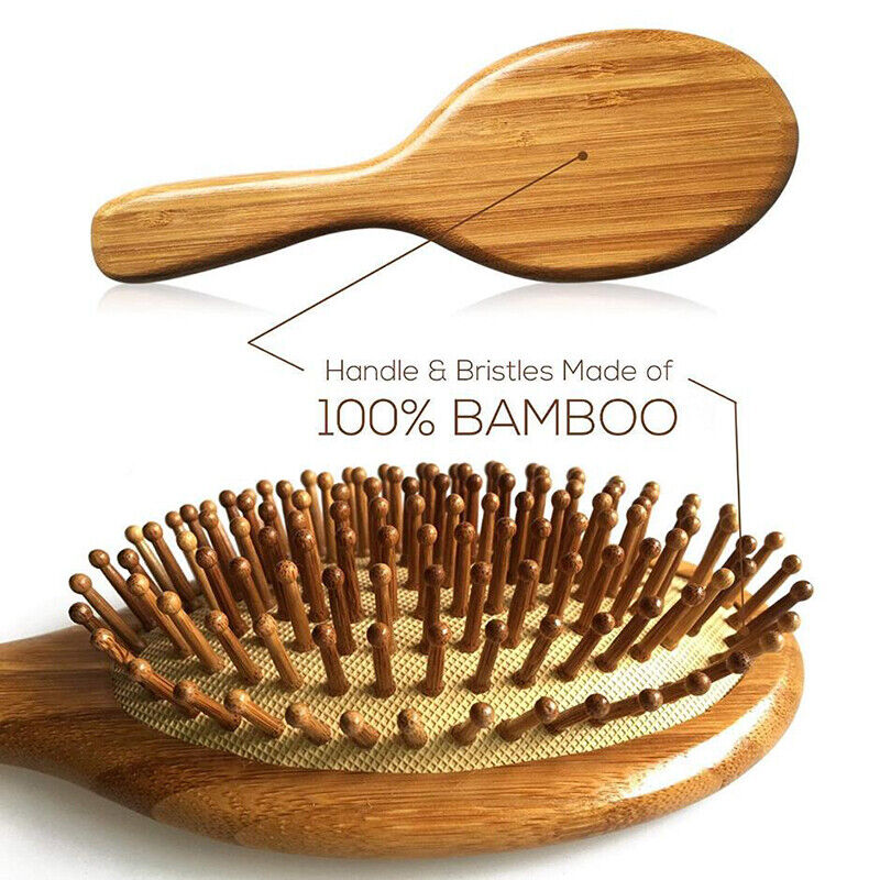 Organic Bamboo Wooden Hair Brush Massage Comb Scalp Air Cushion Comb