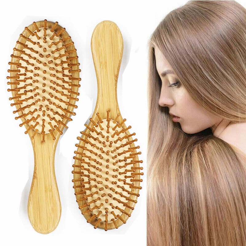 Organic Bamboo Wooden Hair Brush Massage Comb Scalp Air Cushion Comb