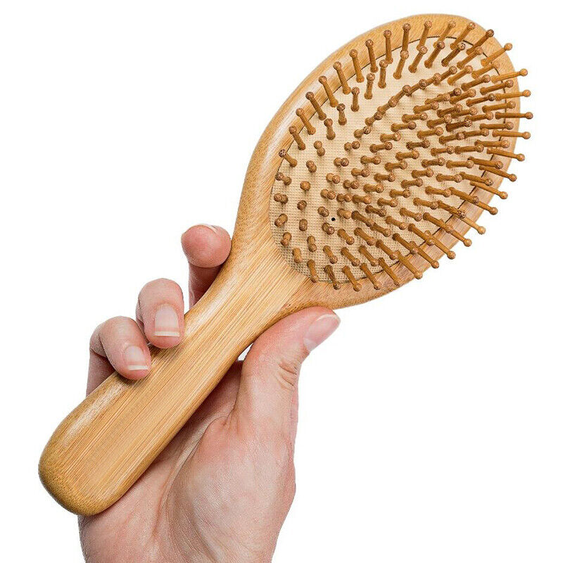 Organic Bamboo Wooden Hair Brush Massage Comb Scalp Air Cushion Comb