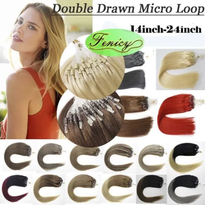 Thick Micro Ring Loop Hair Extensions Micro Beads Link Remy Human Hair Full Head