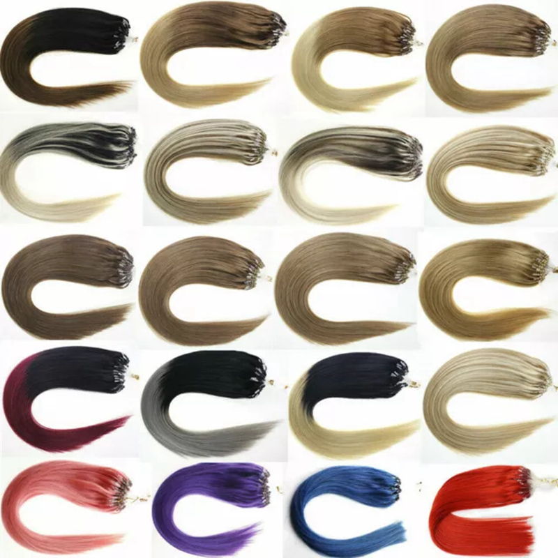 Thick Micro Ring Loop Hair Extensions Micro Beads Link Remy Human Hair Full Head