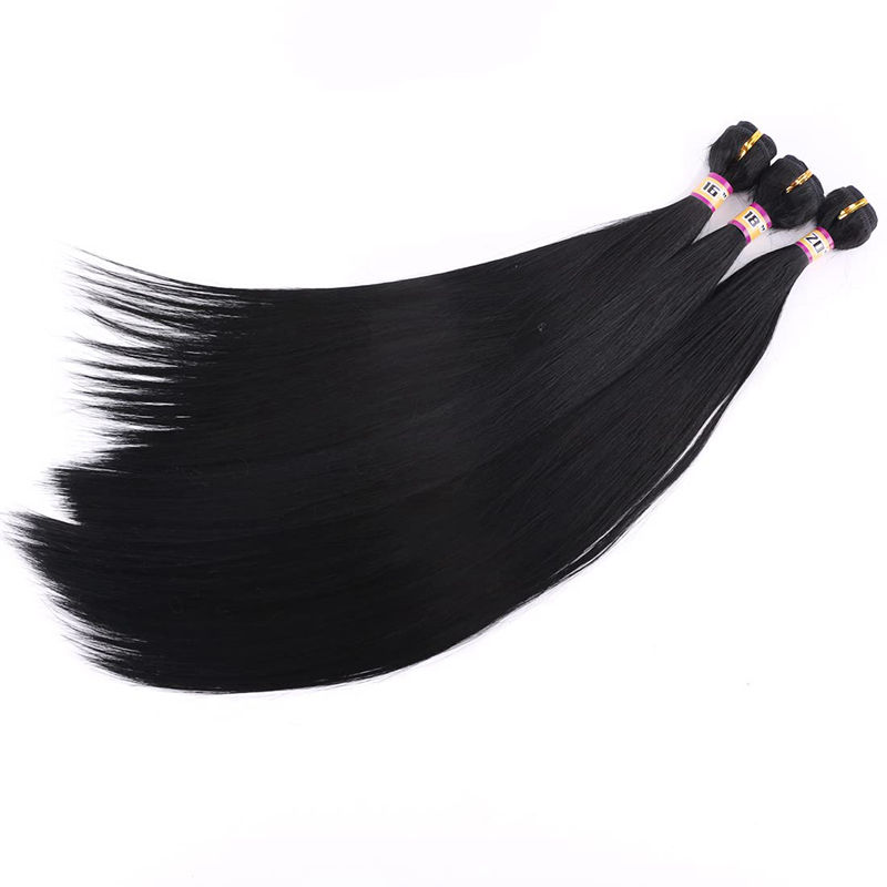 3 Bundles Silky Straight Synthetic Hair Weave Extensions 16 18 20 Inches