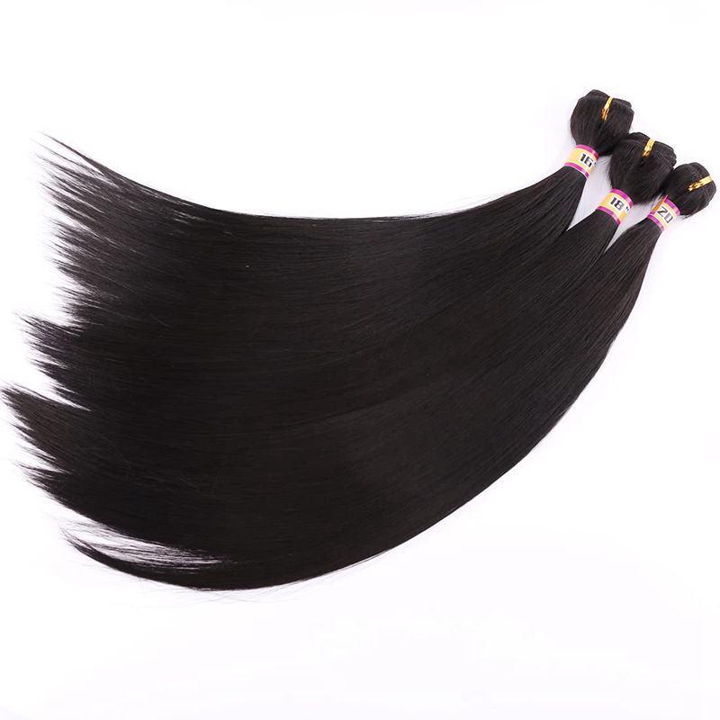 3 Bundles Silky Straight Synthetic Hair Weave Extensions 16 18 20 Inches