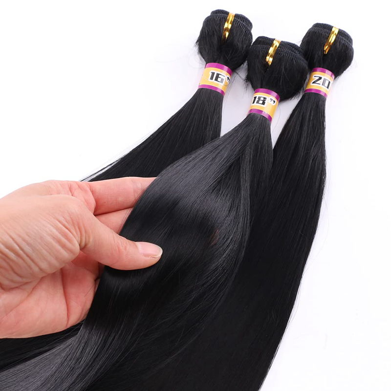 3 Bundles Silky Straight Synthetic Hair Weave Extensions 16 18 20 Inches