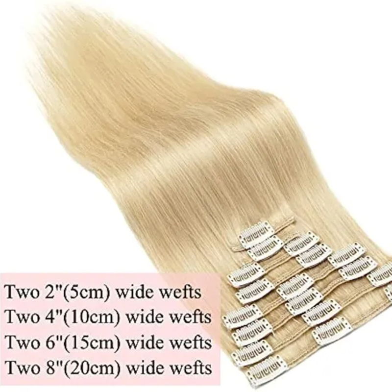 Clip In 100% Real Human Remy Hair Extensions Full Head Highlight straight 8 pcs.