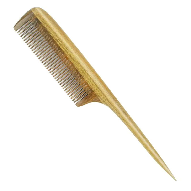 Onedor Handmade 100% Natural Green Sandalwood Fine Tooth Tail Hair Wooden Comb