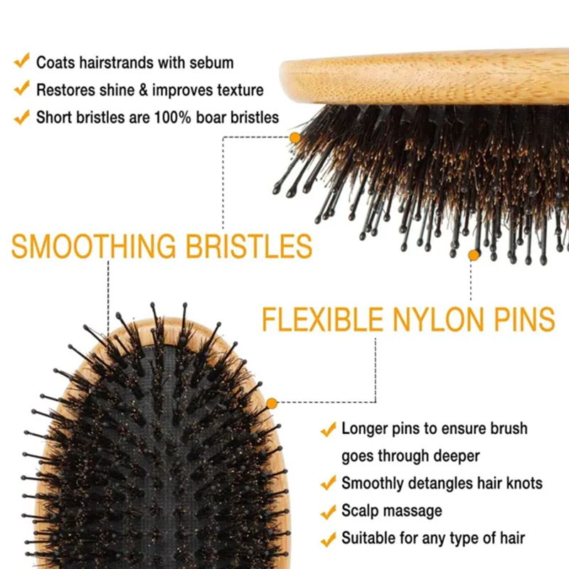 Hair Brush Boar Bristle Hair Brushes for Women men Kid