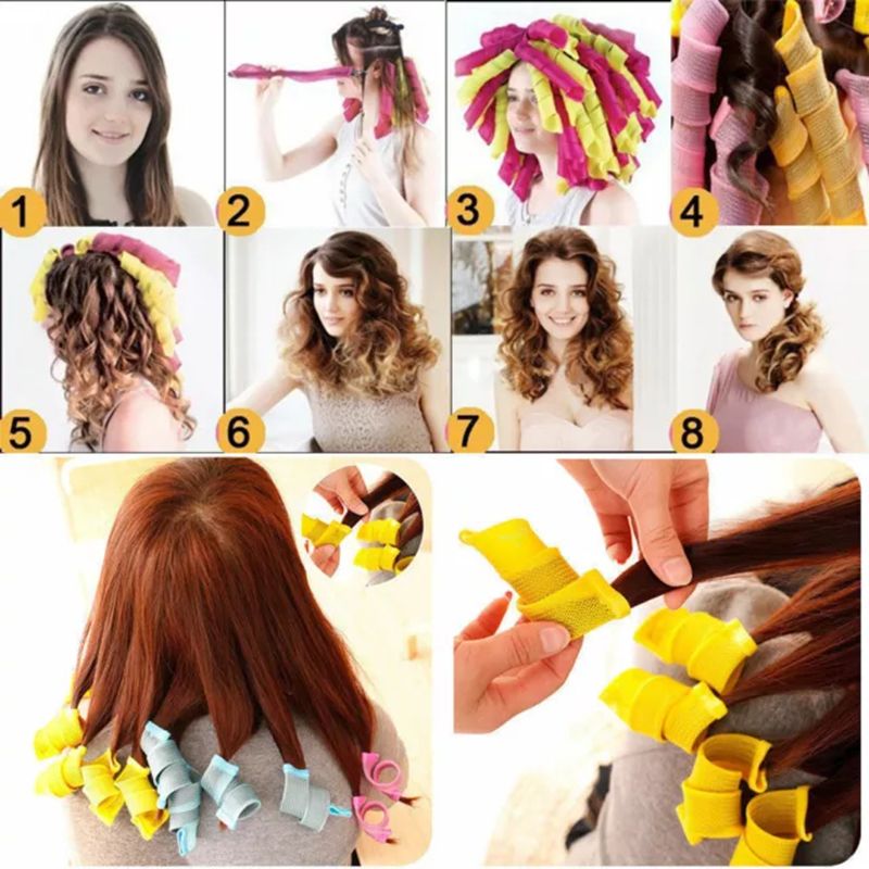 Hair Curlers Spiral Styling Hair Rollers Flexible No Heat Hair Curlers with Hook