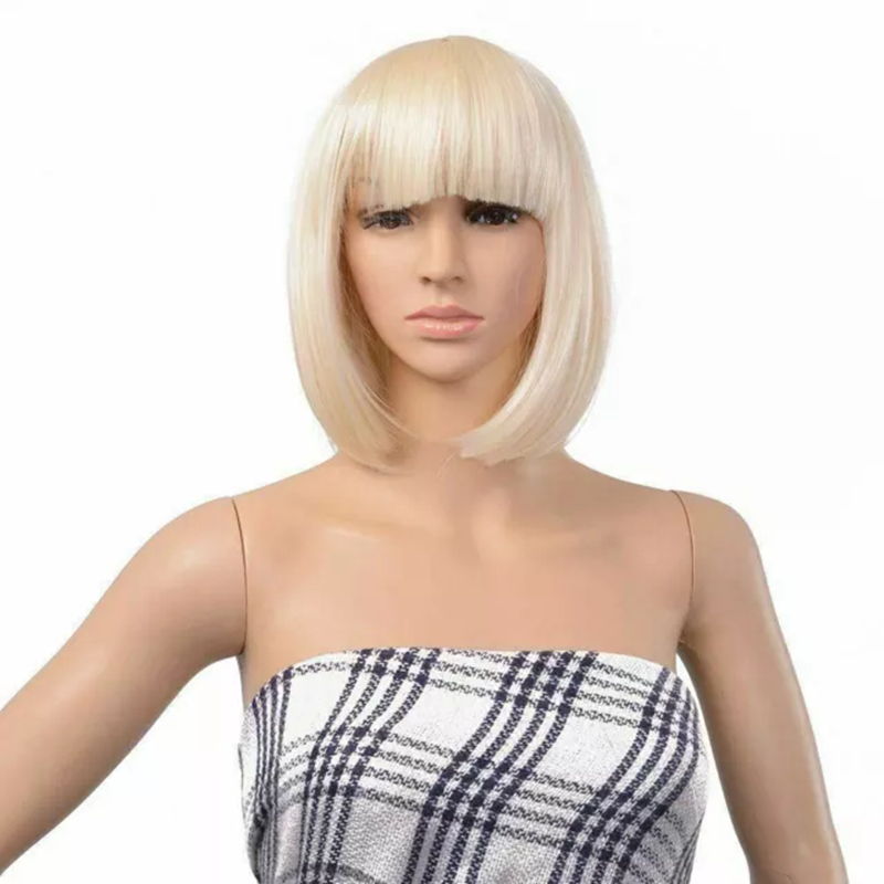 Bangs  hair connection （Lady Girl Bob Wig Women's Short Straight Bangs Full Hair Wigs Cosplay Party）