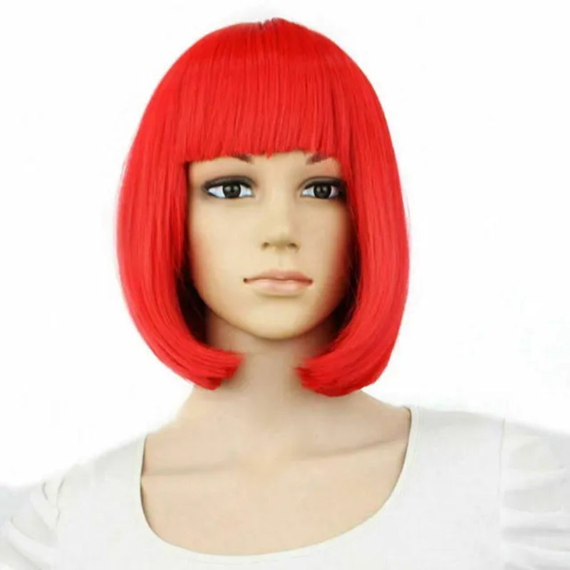 Bangs  hair connection （Lady Girl Bob Wig Women's Short Straight Bangs Full Hair Wigs Cosplay Party）