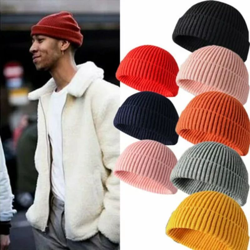 Cuff Beanie Knit Hat Cap Slouchy Skull Ski Men Women Plain Winter Warm Hats