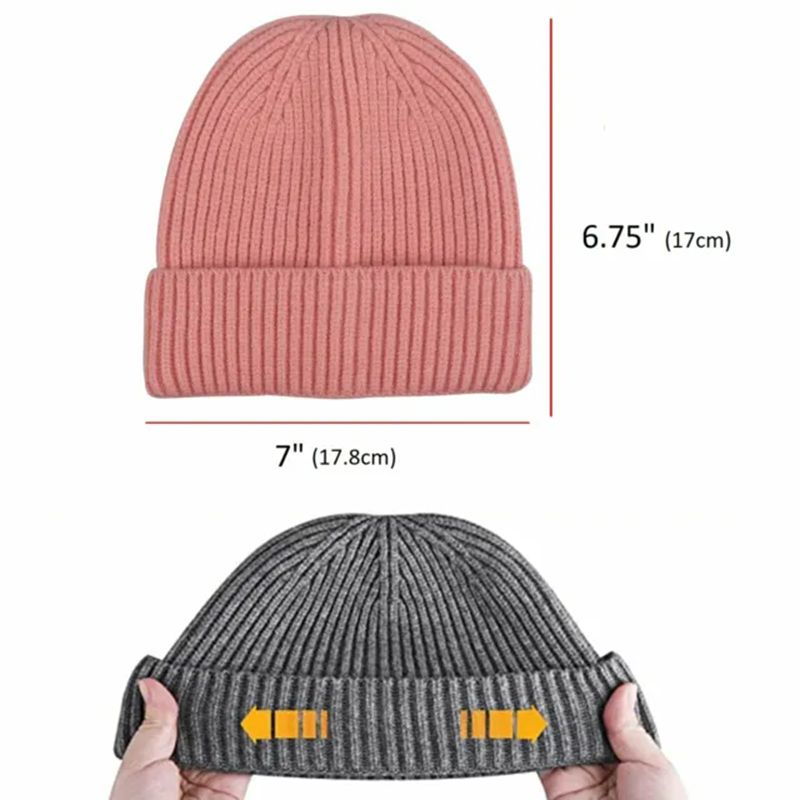 Cuff Beanie Knit Hat Cap Slouchy Skull Ski Men Women Plain Winter Warm Hats