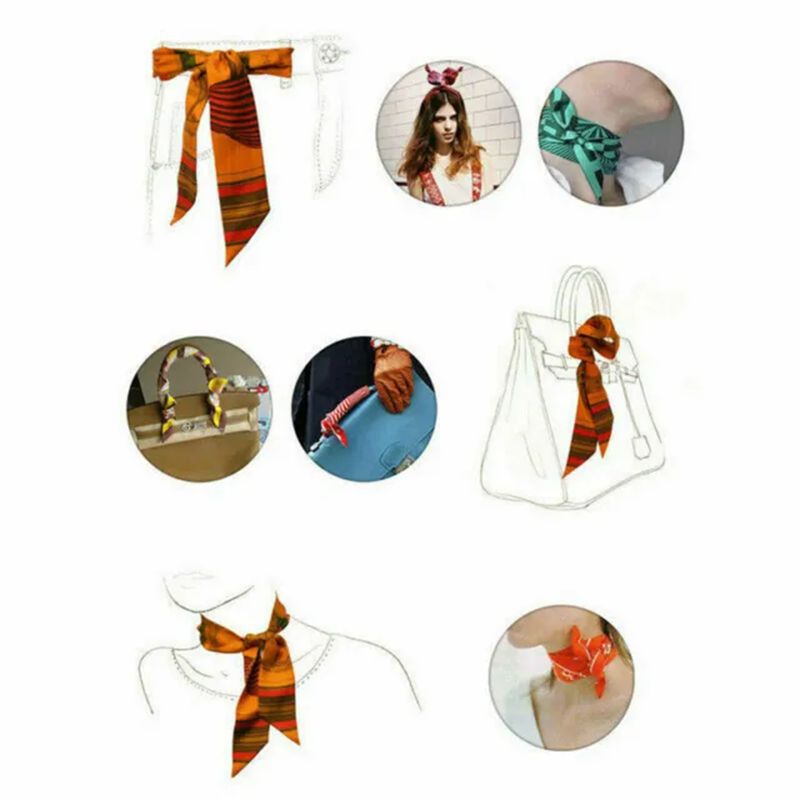 Ladies Neck Scarf Long Ribbon Wrap Tied Bag Handle Hair Wrist band Neckerchief