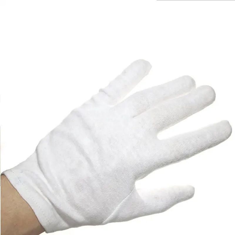 12 Pr / 1 Doz 100% Cotton Lightweight White Lisle Coin Jewelry Inspection Gloves