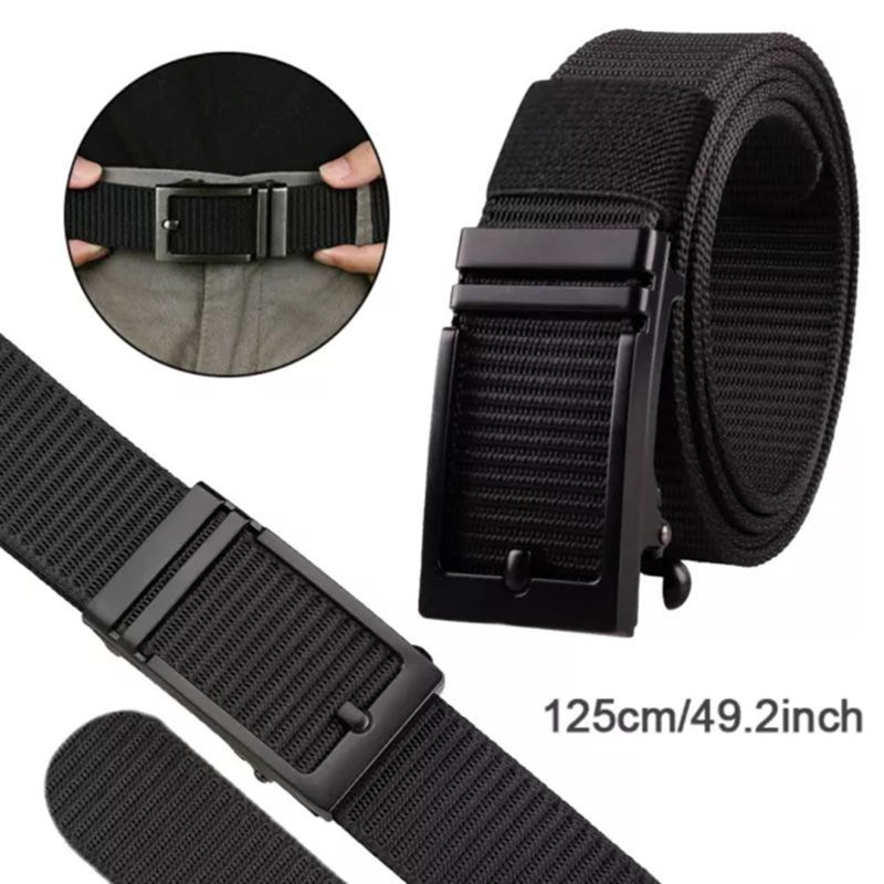 Tactical Nylon 1.3" Belt Automatic Buckle with Slide Ratchet Belts Waist for Men