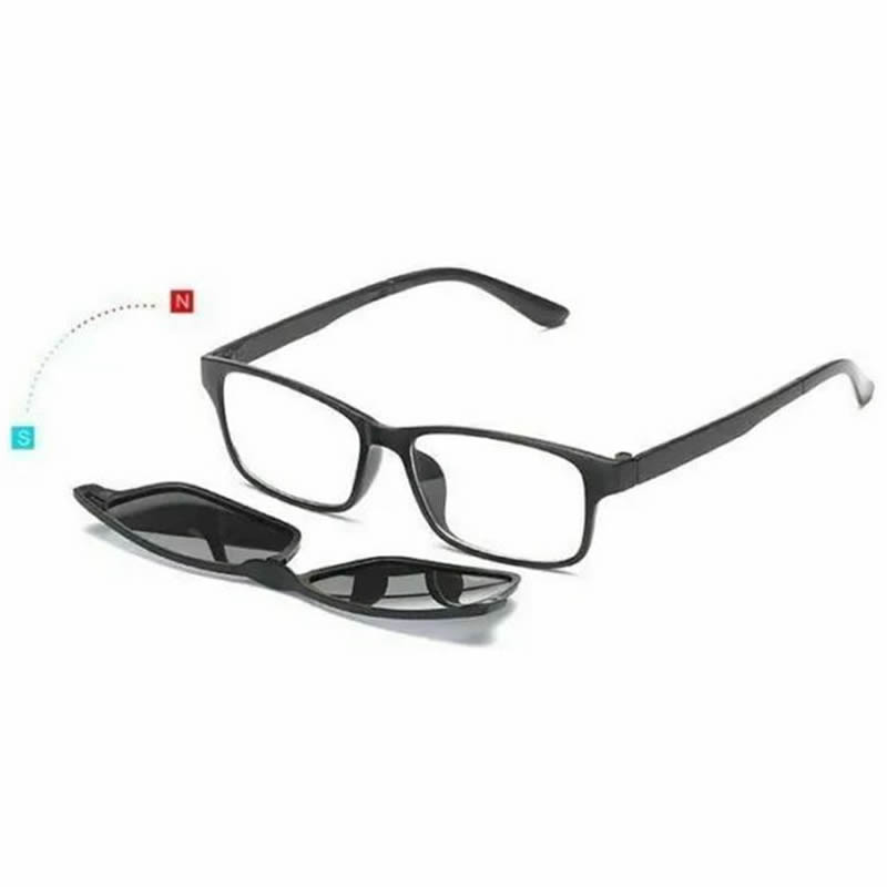 5 PACK Magnetic Clip-on Sunglasses Polarized + Classic Eyeglass Frames Rx AT