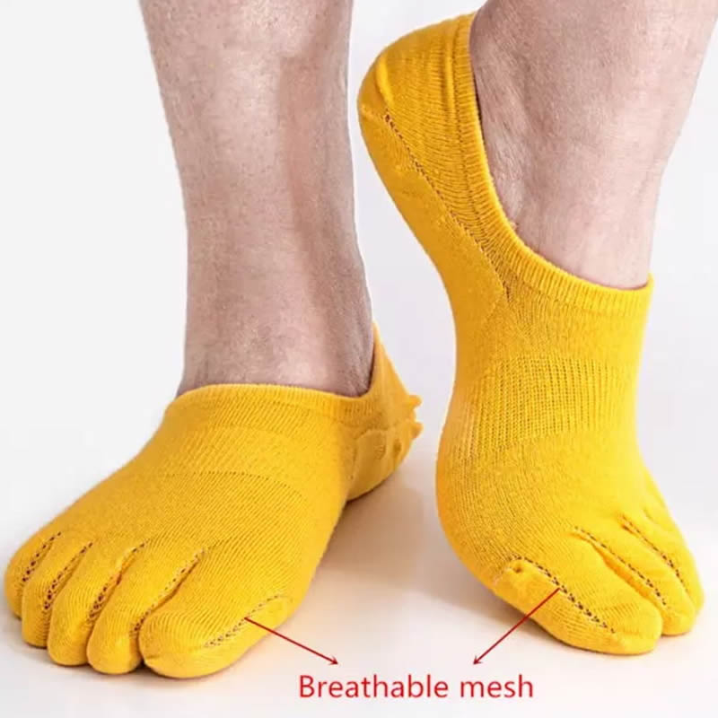 6 Pack Men Combed Cotton Five Finger Toe Socks Sport Ankle No Show Casual Solid