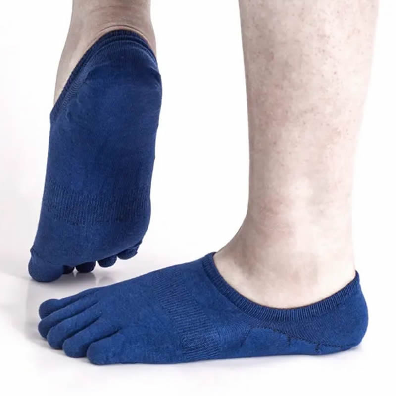 6 Pack Men Combed Cotton Five Finger Toe Socks Sport Ankle No Show Casual Solid