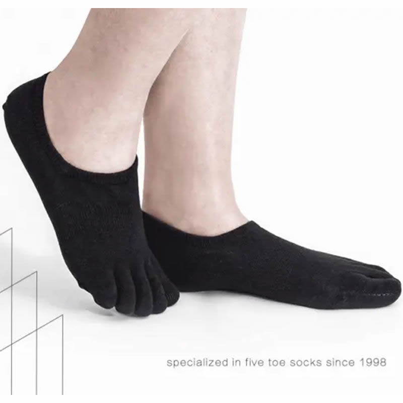 6 Pack Men Combed Cotton Five Finger Toe Socks Sport Ankle No Show Casual Solid