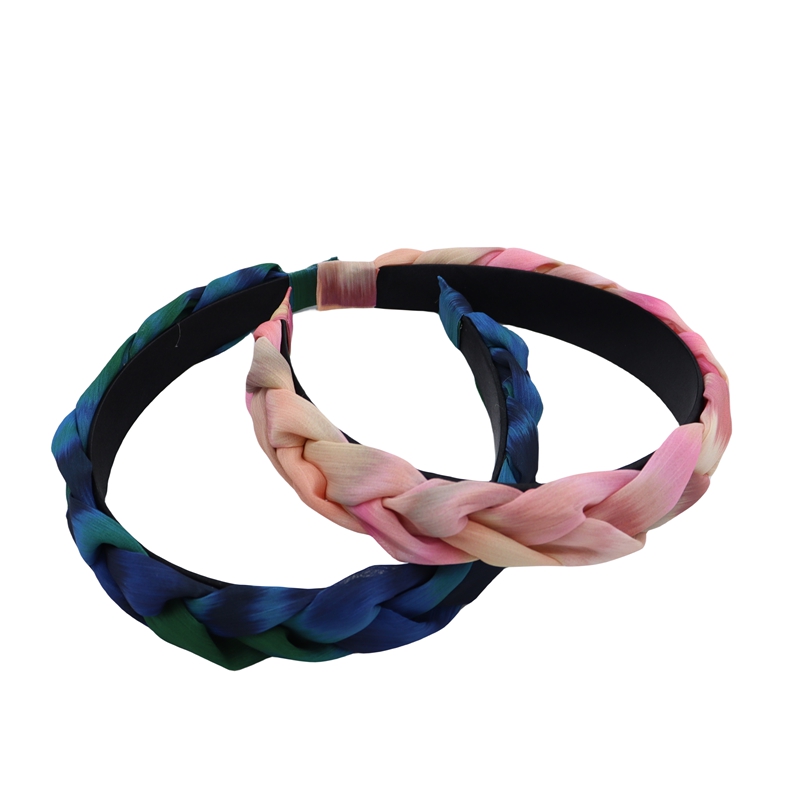 Digital printinng chiffon hairband Non-Slip Summer Headbands for Women Elegant Wide Weave Hairband