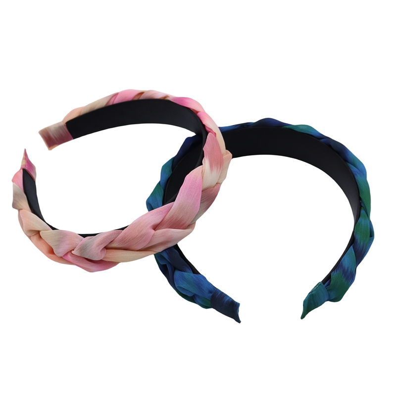 Digital printinng chiffon hairband Non-Slip Summer Headbands for Women Elegant Wide Weave Hairband