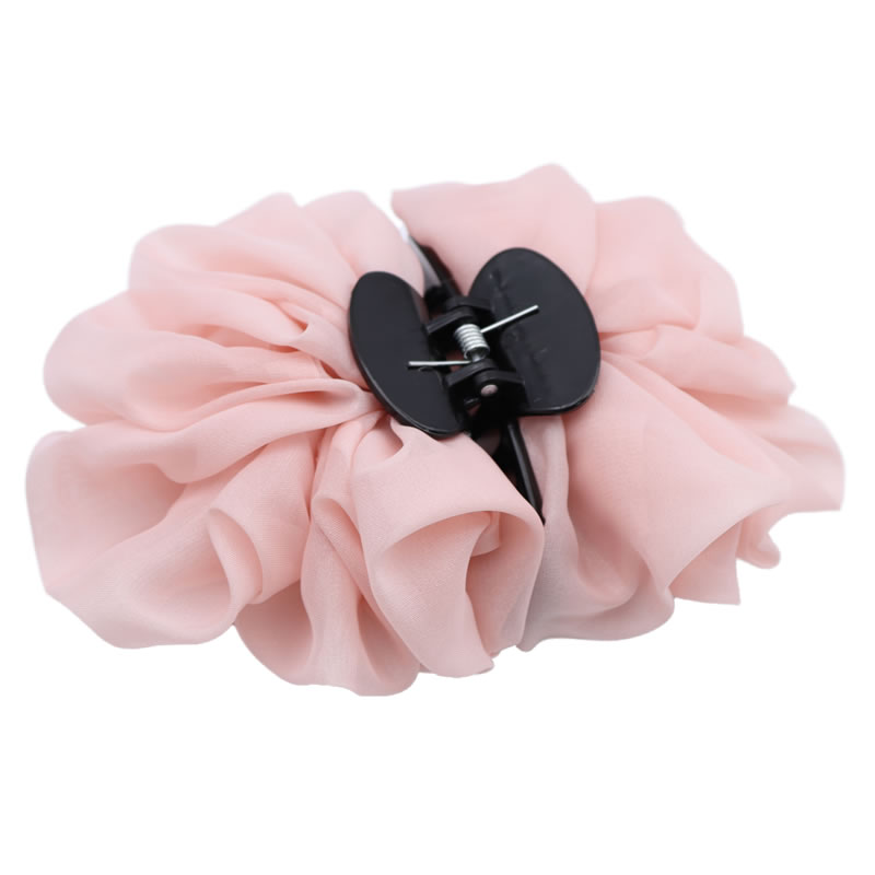 Pink Chiffon decoration plastic hair grip for women girls