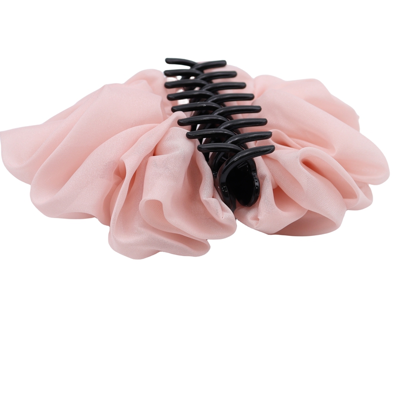 Pink Chiffon decoration plastic hair grip for women girls