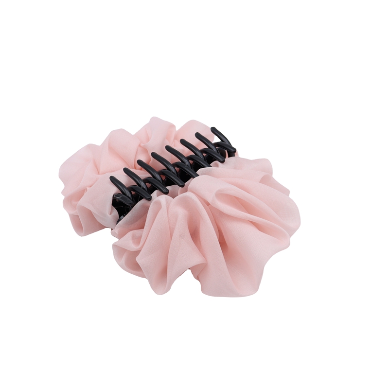 Pink Chiffon decoration plastic hair grip for women girls