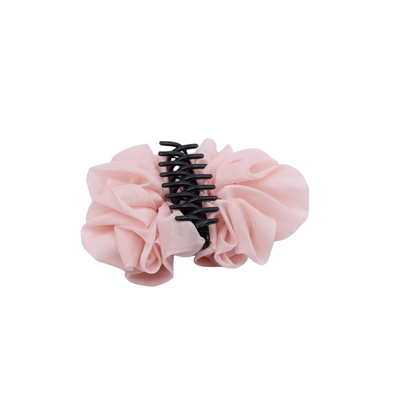 Pink Chiffon decoration plastic hair grip for women girls