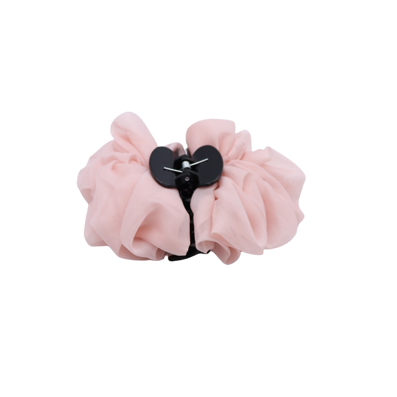 Pink Chiffon decoration plastic hair grip for women girls