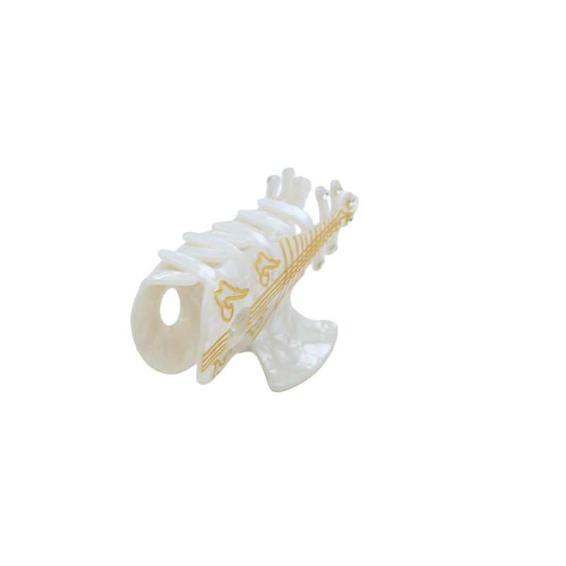 Luxury White and Golden Color Volin Premium Durable Acetate Hair Claw Clips for Thick Hair