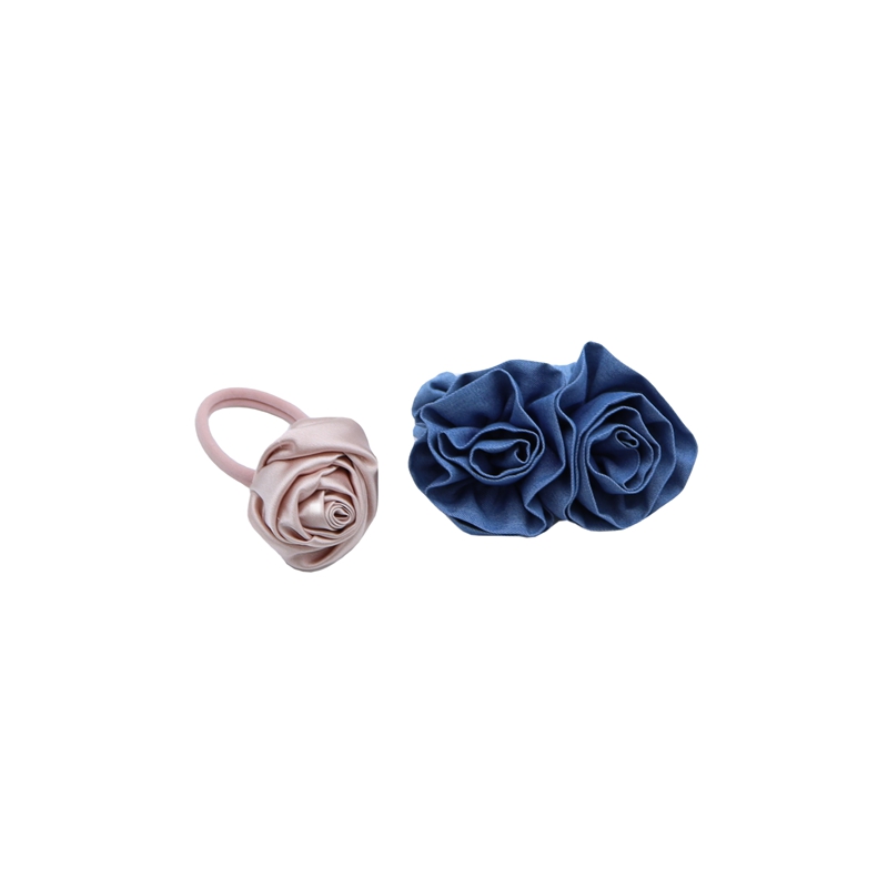 Handmade Rose Flower Stretchy Rubber Elastics Hair Ties Denim Scrunchies Ponytail Holders Hair Accessories for Women Girls