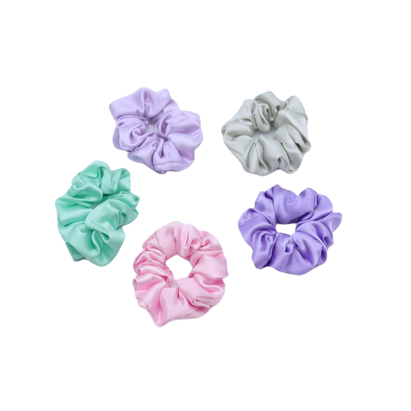 Multi Color Satin Scrunchies for Girl's Thick Curly Hair Ponytail Holders Cute Pony Tails