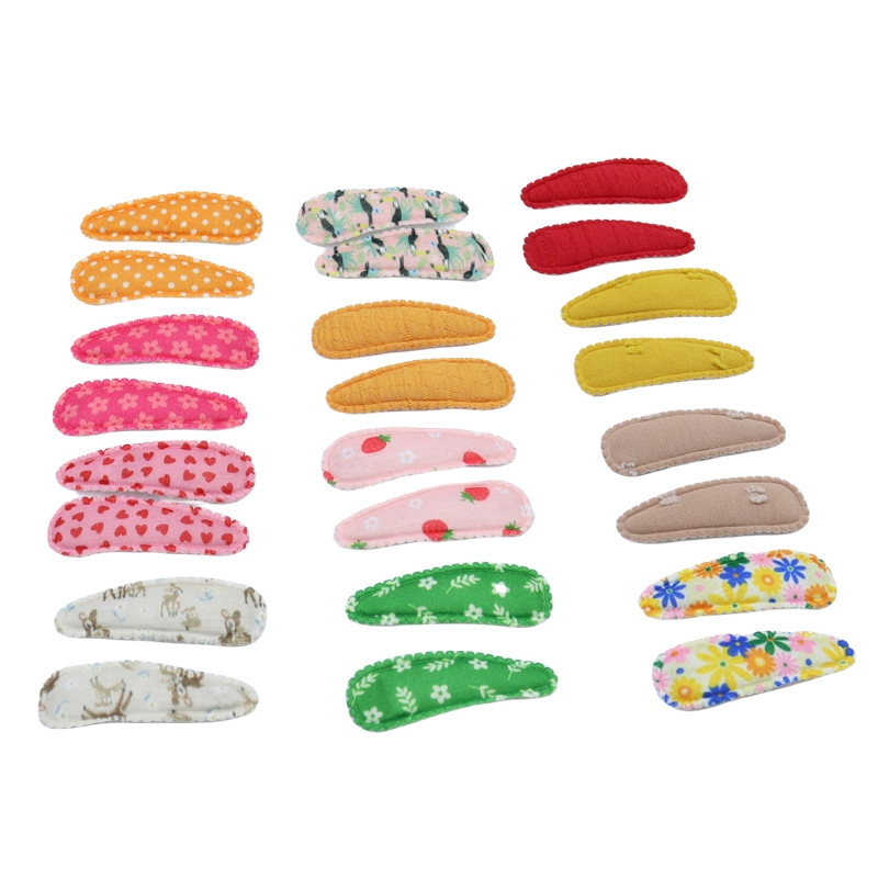 Multi Color Printed Embroidery Waterdrop Shape Clips BB Hairpin Barrettes Headwer For Children