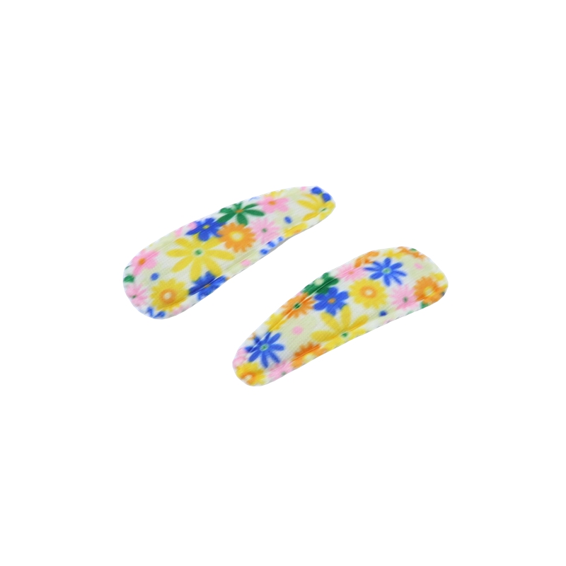 Multi Color Printed Embroidery Waterdrop Shape Clips BB Hairpin Barrettes Headwer For Children