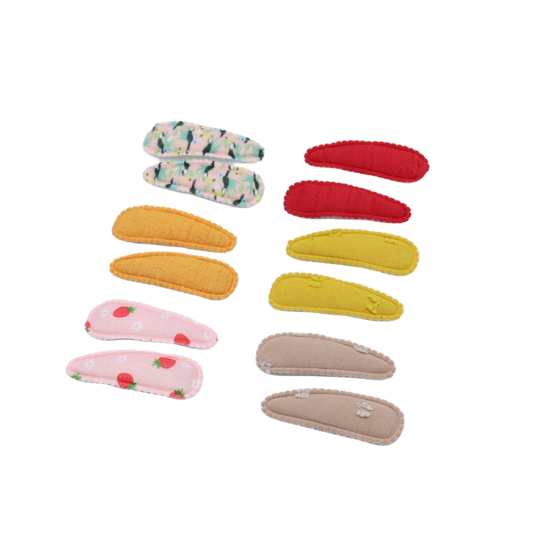 Multi Color Printed Embroidery Waterdrop Shape Clips BB Hairpin Barrettes Headwer For Children